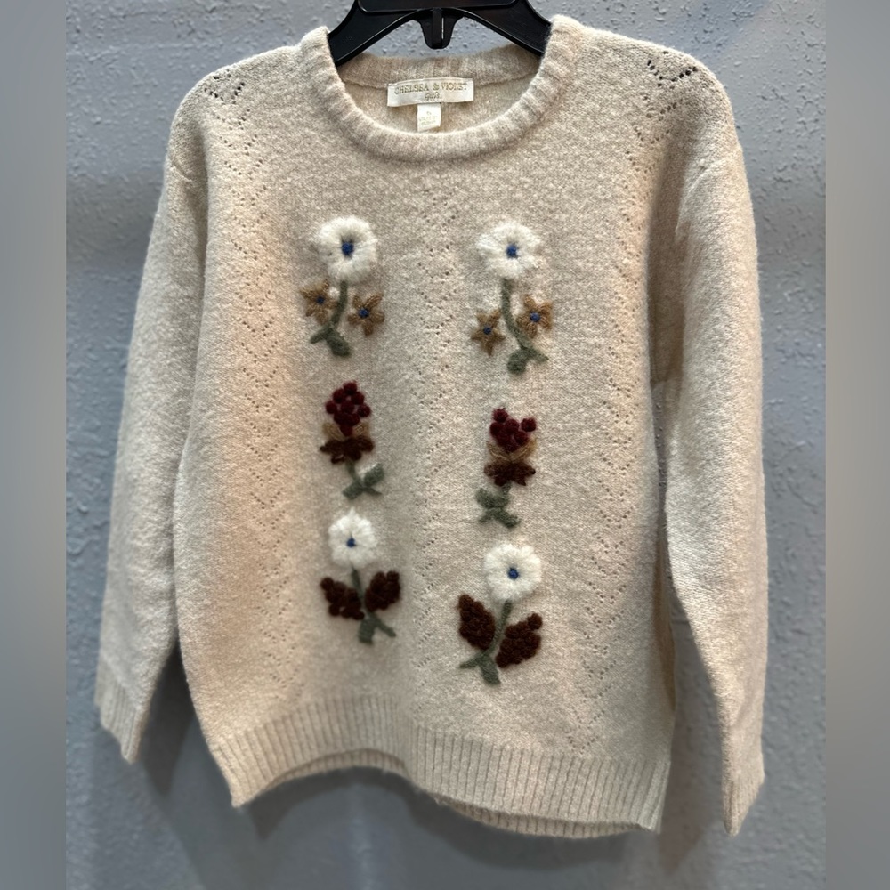 Chelsea & Violet girls 5 flower sweater